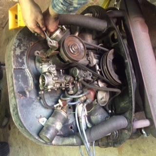 Engine removed prior to resto of engine tin