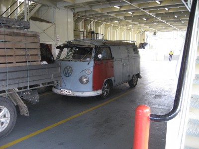 on the ferry to Bruny