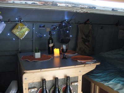 Interior of the van