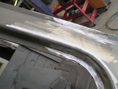A-pillar (windscreen) join welded and dressed